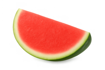 Watermelon slice with vibrant red flesh and green rind, displaying juiciness and freshness, isolated on transparent background