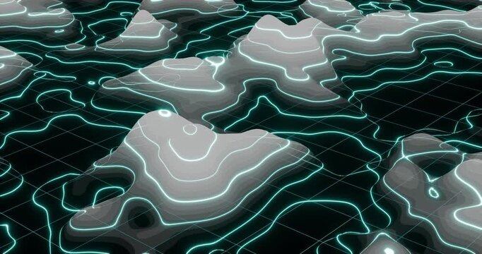 3D Topographic Contour Lines Wave Animation