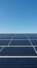 Vast array of photovoltaic solar panels capturing sunlight on a clear day, illustrating sustainable energy generation for modern power grids ,bright ,utility ,innovation