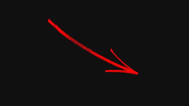 Hand drawn Arrows animation on a transparent background, Hand drawn thin arrow graphic animation.