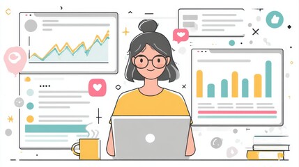 Social media marketing strategy with engagement metrics. Social marketing boosts media visibility. Social media marketing drives traffic. Social media marketing increases engagement. Spline