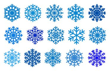 PNG Blue snowflakes pattern design, element set on transparent background