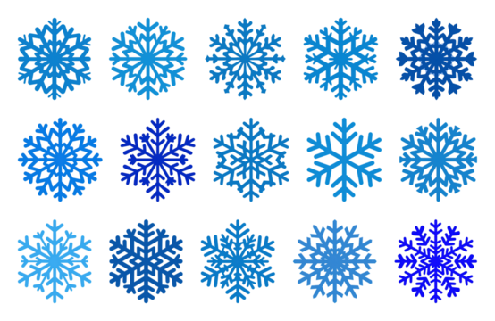 PNG Blue snowflakes pattern design, element set on transparent background