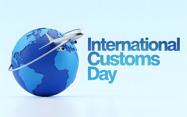 International customs day with globe and airplane