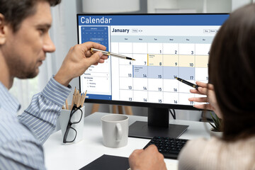 Calendar on computer software application for schedule planning for personal organizer and online...