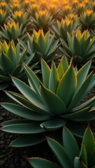 Fototapeta premium Agave Succulent Plants Glowing in Warm Golden Hour Light