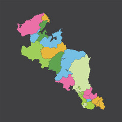 Obraz premium Colorful political vector map of Kyoto prefecture divided by districts for infographic data