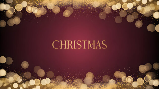 Elegant christmas background with bokeh lights and festive maroon color