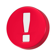 3d rendering icon alert red button