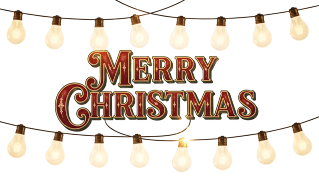 Merry Christmas lightbulb banner