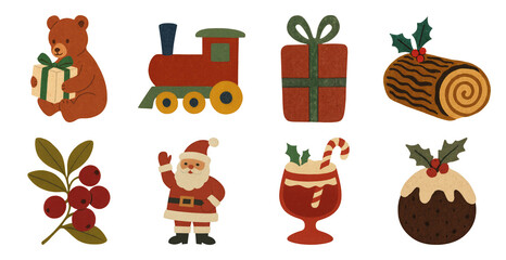 PNG Festive holiday icons collection, element set on transparent background