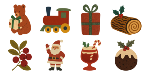 PNG Festive holiday icons collection, element set on transparent background