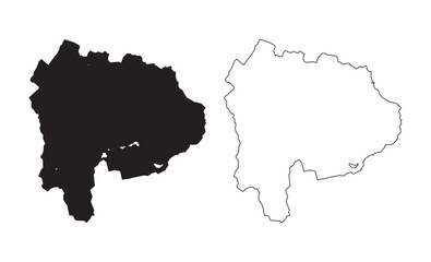 Yamanashi Prefecture Map Silhouette and Outline Vector