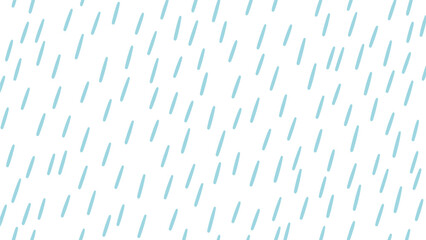 Simple seamless background pattern of hand-drawn light blue diagonal lines representing falling rain on a white backdrop.