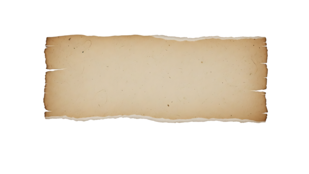 Blank aged torn paper banner isolated on transparent background