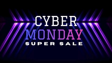 Cyber monday super sale promotion with neon light effect on dark background - Powered by Adobe