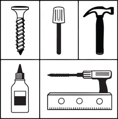 Black and White Home Improvement Tool Set