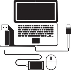 Laptop, Mouse, and Accessories Illustration