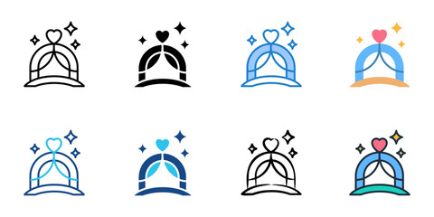 Wedding arch icon set multiple style vector collection. Editable Stroke 
