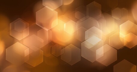 Golden hexagon geometric pattern with glowing light effects. Futuristic technology background featuring abstract digital design	