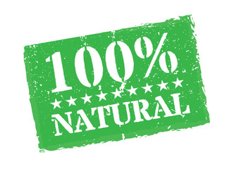 100 percent natural grunge green organic product stamp label