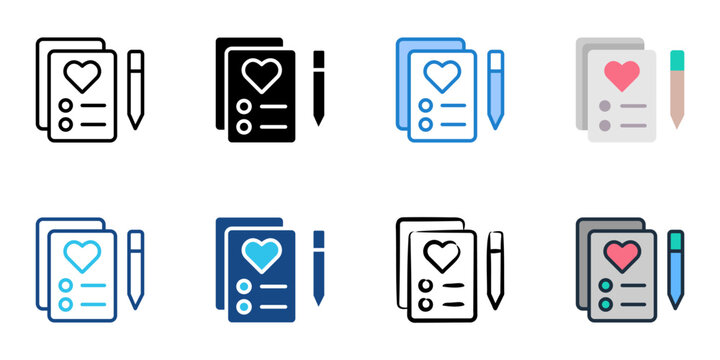 Wedding program icon set multiple style vector collection. Editable Stroke 
