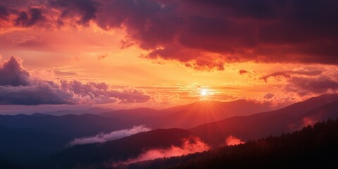 Fototapeta premium Great Smoky Mountains National Park Scenic Sunset Landscape vacation getaway destination