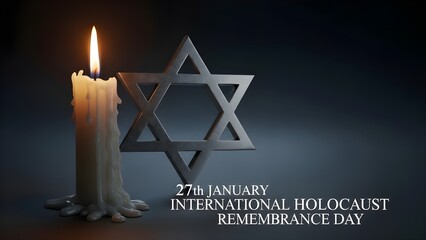 Holocaust remembrance day candle and star of david