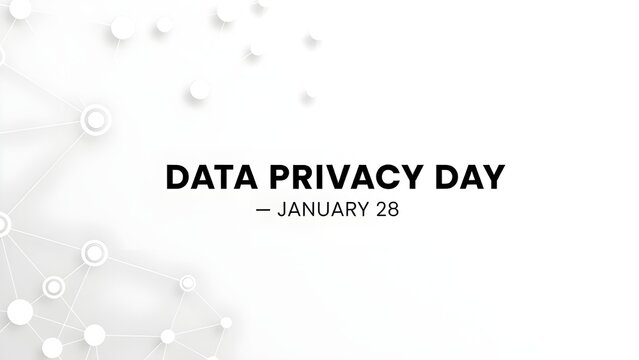 Data privacy day january 28th minimalist white background