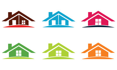 Set of Six Colorful Abstract House and Home Logo Icon Designs