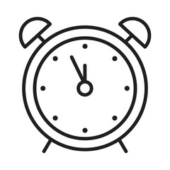Alarm clock line icon showing five minutes to midnight – New Year countdown, editable stroke vector illustration