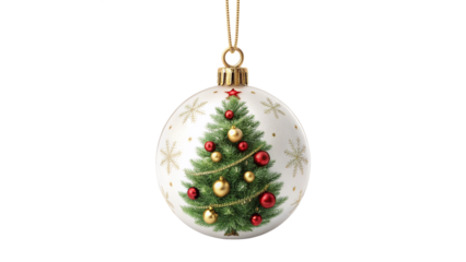 Christmas Tree Decorated Bauble Isolated on Transparent Background
