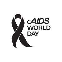 AIDS World Day Black Ribbon Symbol Commemoration Banner Graphic Design.