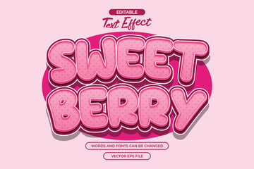 Sweet berry editable text effect with pink cartoon text style