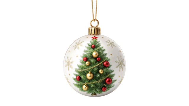 Christmas Tree Decorated Bauble Isolated on Transparent Background