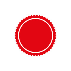 red and white blank badge, red seal with blank label, red and white label