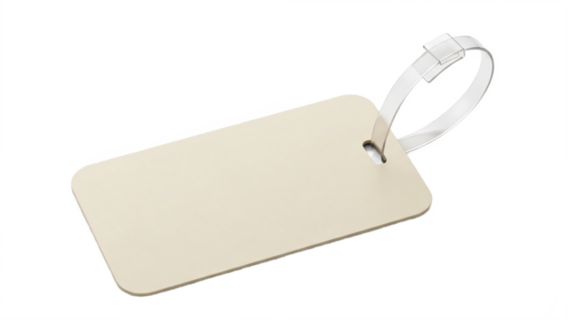 Blank Beige Luggage Tag with Strap for Travel Identification