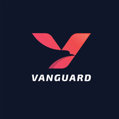 Dynamic Gradient Letter Y Logo with Eagle Head Silhouette