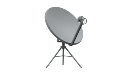 Satellite dish antenna on tripod stand isolated on transparent background