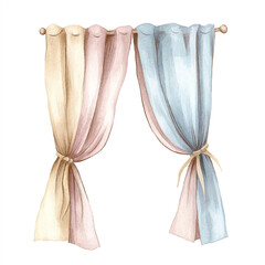 Soft pastel curtains draped elegantly on a curtain rod.