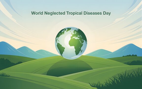 World neglected tropical diseases day with earth over green hills