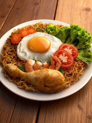 Asian Fried Noodles with Mixed Protein and Fresh Vegetables