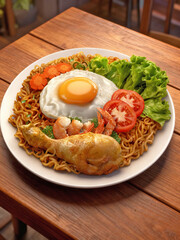 Asian Fried Noodles with Mixed Protein and Fresh Vegetables