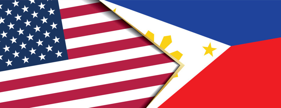 United States and Philippines flags overlapping symbolizing strong friendship and diplomatic relations