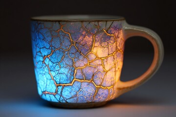 cracked mug with coffee