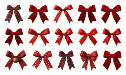 PNG Elegant red bows collection, element set on transparent background