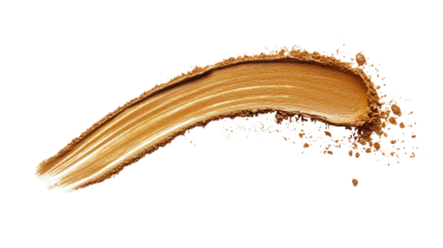 Soft face powder brush stroke forming smooth cosmetic makeup texture with delicate sweeping beauty pattern for skincare presentation isolated on white background