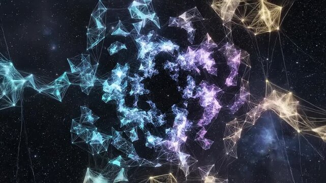 Blue Water Splash in Cosmic Night Background