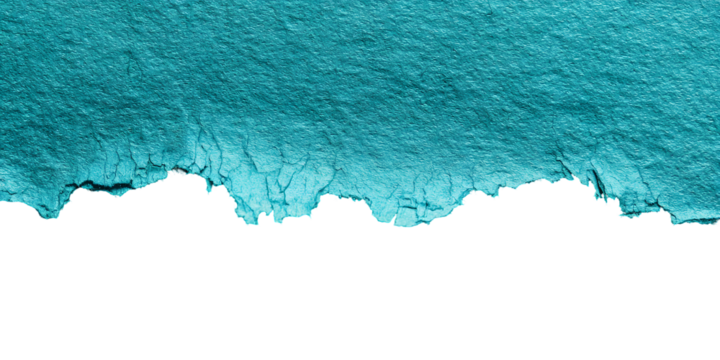 Textured abstract background with a rough jagged black silhouette edge against a vibrant teal blue textured surface isolated on transparent background - Powered by Adobe
