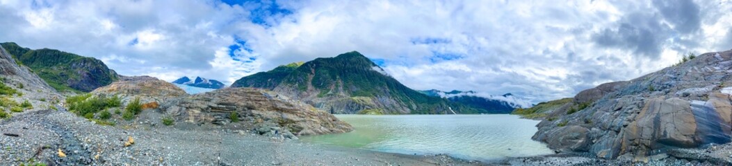 Panoramic View of Mendenhall Lake and Glacier